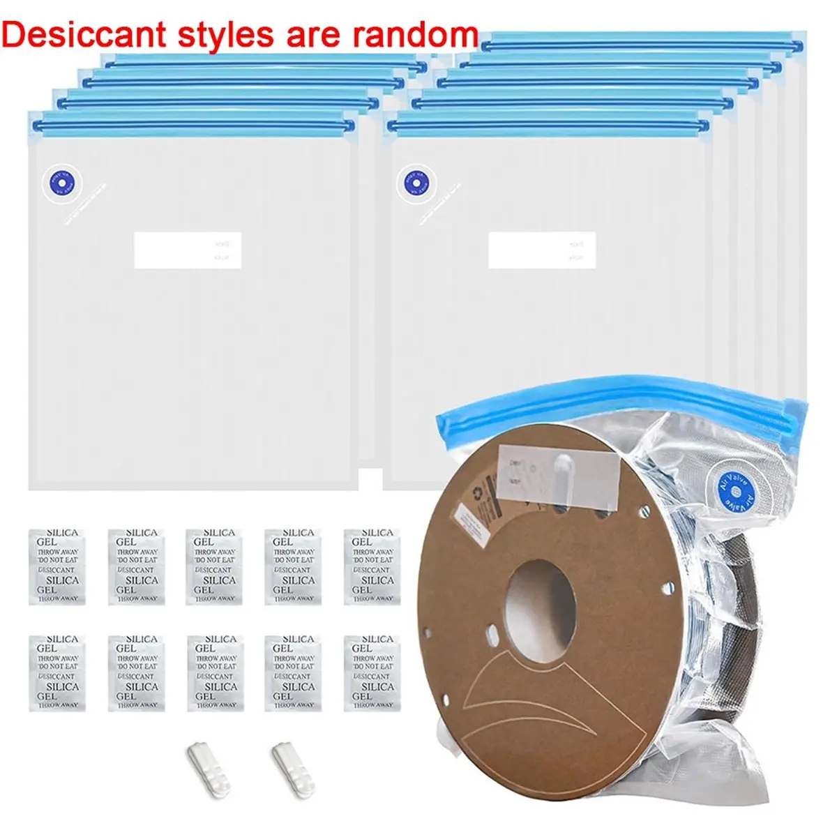 

(B63C) Набор для хранения филамента для 3D-принтера: 10 вакуумных пакетов для хранения с осушителями, влагонепроницаемые, для сухого филамента, 30x34 см