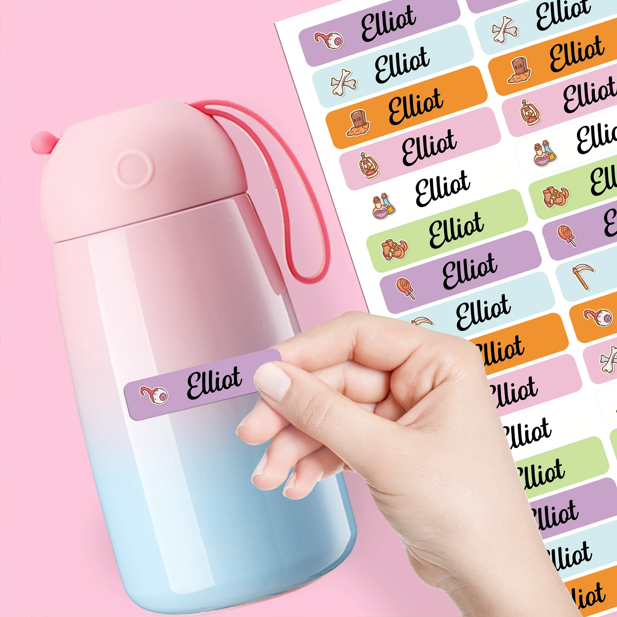 84/126pcs Art tools Personalized Bottom Stickers Customizable Tag Name Label Custom Patches Personal Office Supplies