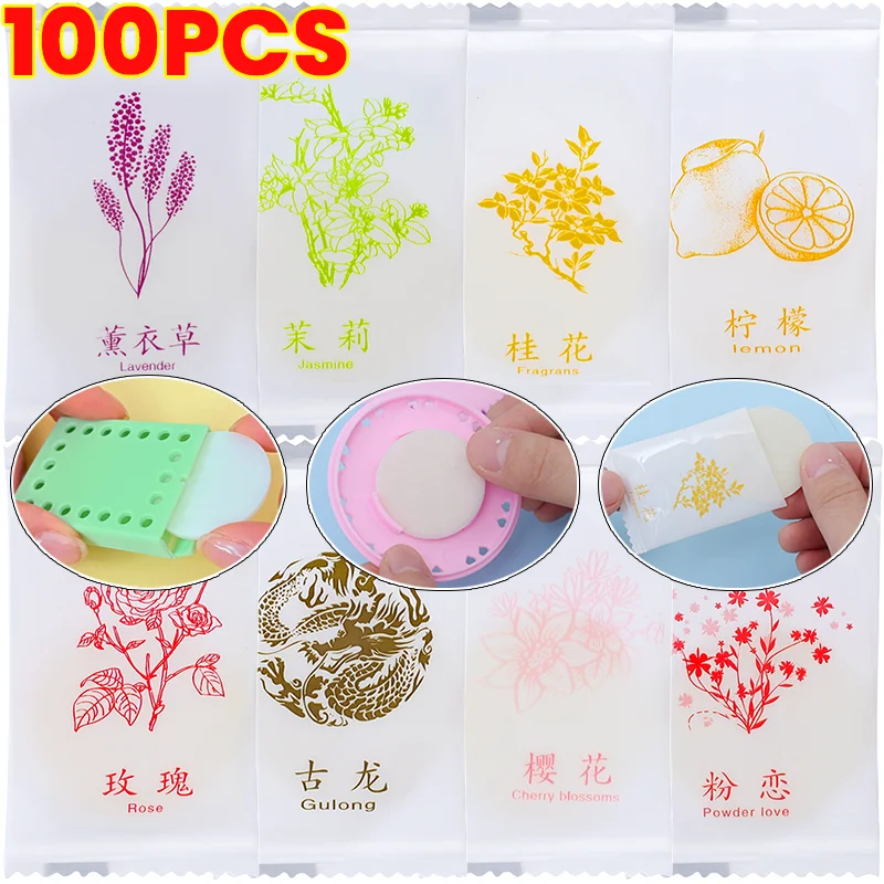 

Aromatherapy Tablet Air Freshener Refillable Car Odor Eliminator Aroma Sheets Lavender Rose Scented Freshener Home Toilet Closet