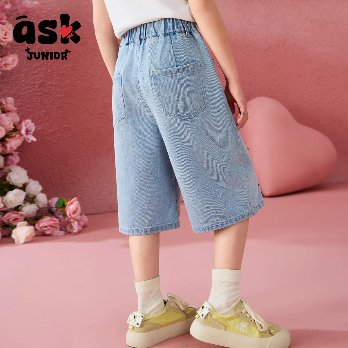 بنطال جينز مغسول بألوان متباينة من الكريستال الماسي للفتيات الصيفي للأطفال #4