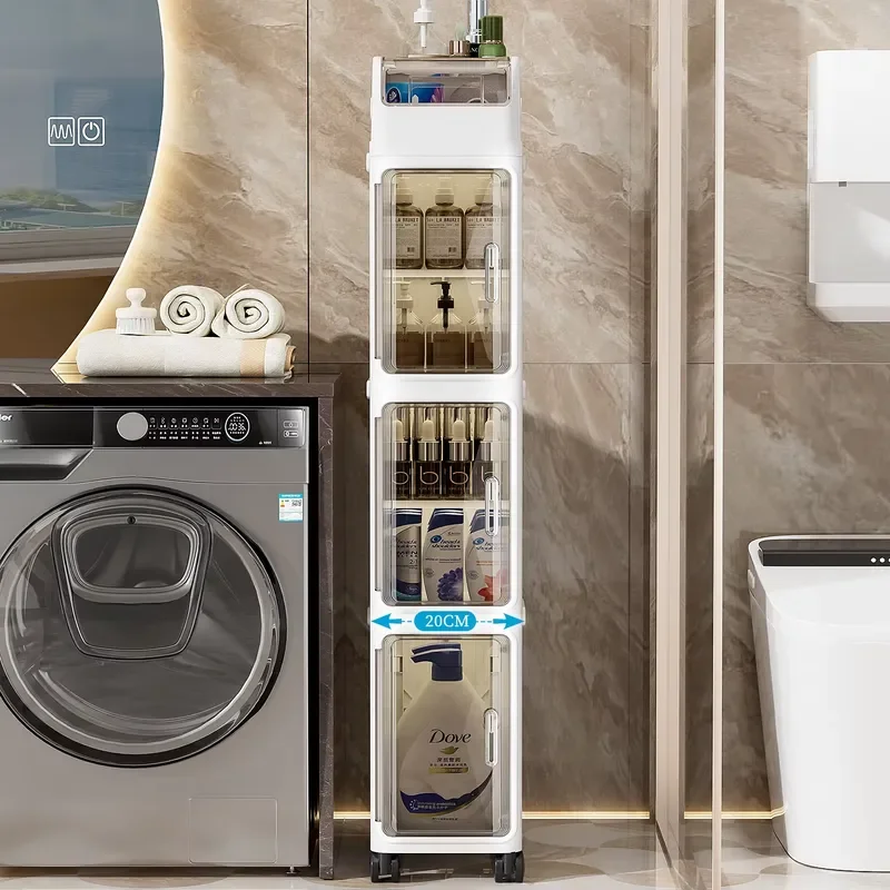 Four-story freestanding bathroom crevice storage rack Simple polypropylene locker with carton rack