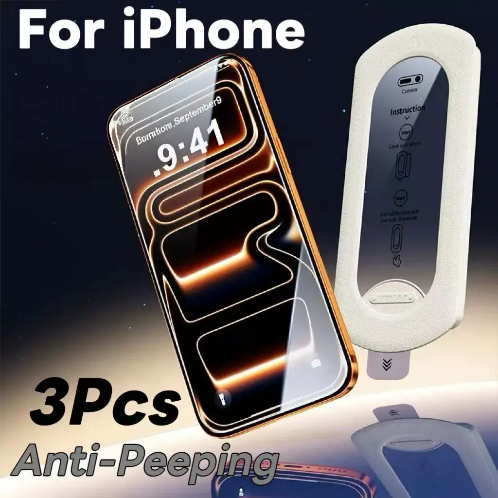 

3Pcs Anti Spy Privacy Tempered Glass Screen Protector For iPhone 17 16 15 14 13 12 11 Pro Max Plus Xs Xr HD Clear Scratch Resist