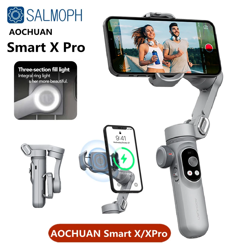 AOCHUAN Smart X Pro 3-осевой складной карданный стабилизатор со встроенной быстрой беспроводной зарядкой для смартфонов