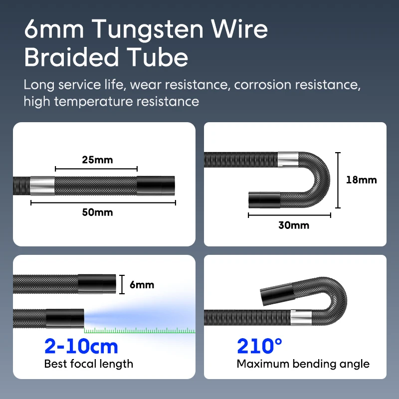 HD 5inch Screen 6mm 360 Degrees All Way Steering Industrial Endoscope Camera for Car Pipe Inspection Sewer Cameras  Borescope