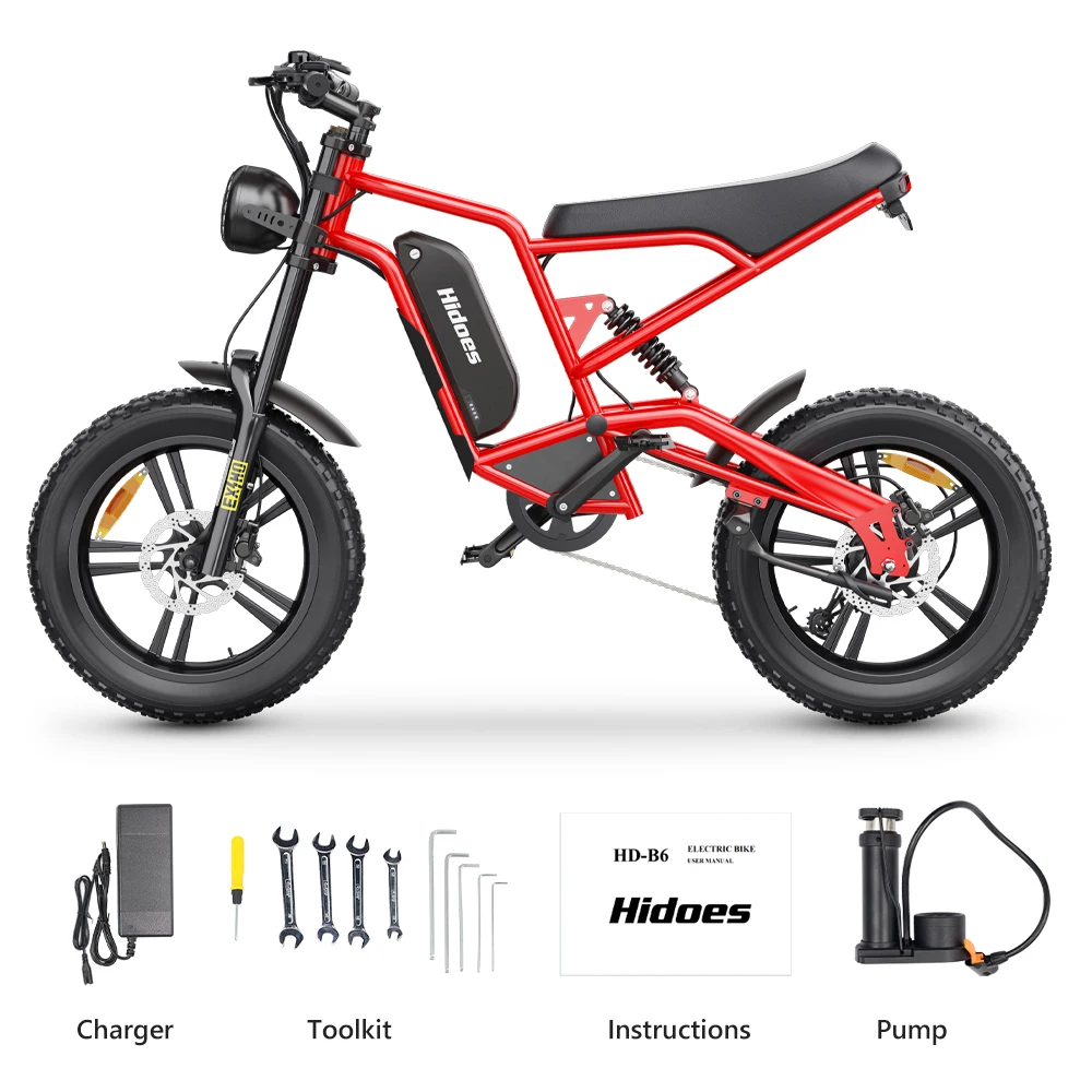 Hidoes B6 Elektrische Fiets 1200W Motor 48V15.6AH Lithium Batterij Motorfiets Elektrische Fiets 20*4 inch Vetband Sneeuw E-bike - afbeelding 1
