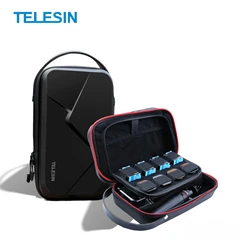 TELESIN Waterproof Carry Adjustable Storage Bag for GoPro Hero13 12 11 10 9 8 DJI OSMO Insta360 SJCAM PU Material Anti-Knock Bag