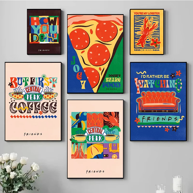 Affiche de série télévisée Friends, citations de conception Central Perk, peinture sur toile d'amis, images d'art murales imprimées pour décor de salon Cuadr