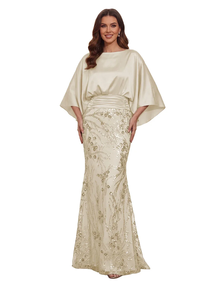 Yolanda Women's Wedding Party Modest Mermaid Scoop 3_4 Sleeves Mother of the bride Dresses Sequin Lace Applique 2026 Customized image 3