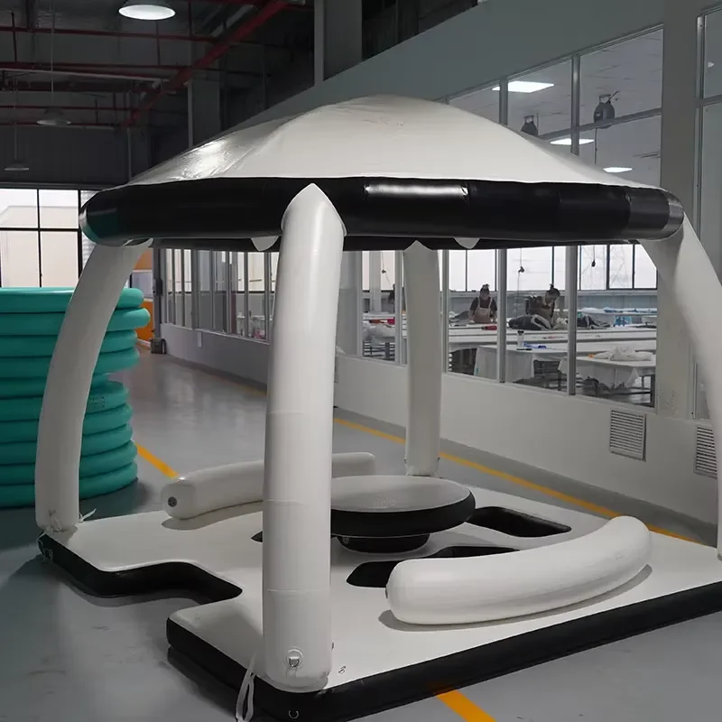 Custom Inflatable Floating Platform Inflatable Water Floating Raft Island Inflatable Aqua Banas With Tent
