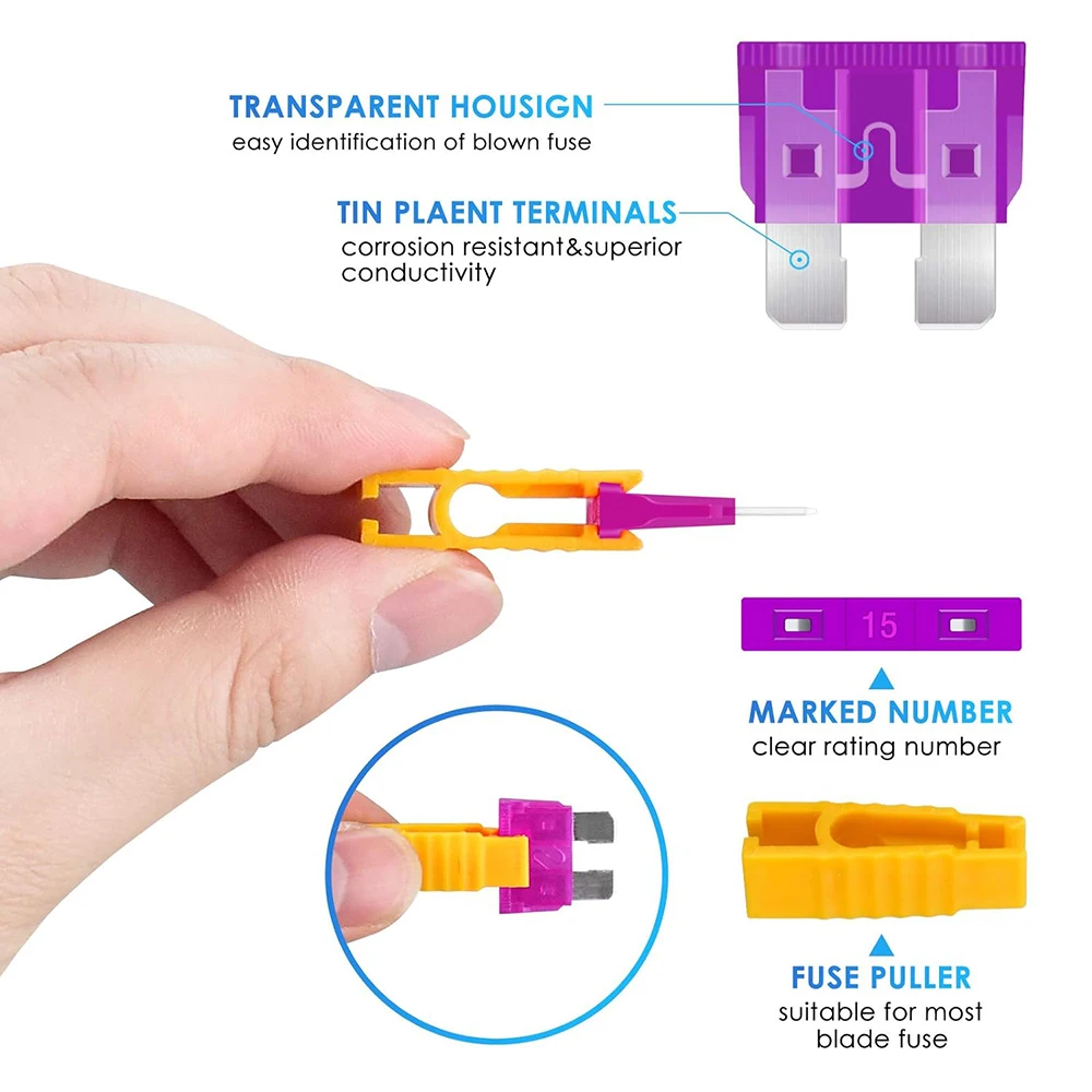 330-teiliges Sicherungs-Sortiment Standard & Profil Mini & Mini-Größe (2A 3A 5A 7,5A 10A 15A 20A 25A 30A 35A 40A), Flachsicherungs-Set – Detail 4