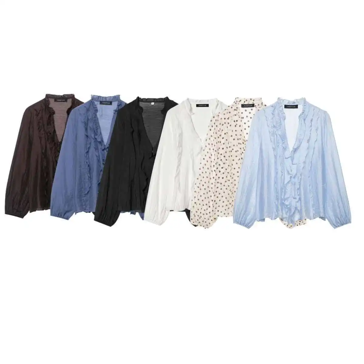 

Spring Summer New Versatile Solid Color Women Casual Long Sleeved Shirt Fashion V-neck Female Layered Decorative Blouses