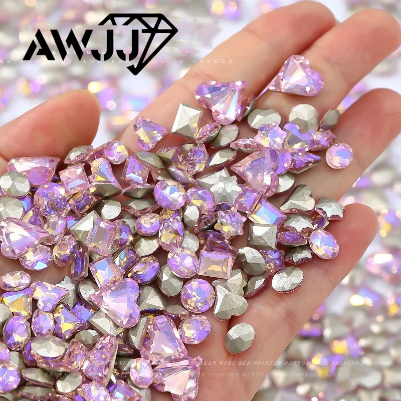 ผสมสี DROP Heart รูปผีเสื้อชี้ด้านล่างตกแต่งอัญมณีใช้สําหรับต่างหูสร้อยคอเครื่องประดับเล็บอุปกรณ์เสริม