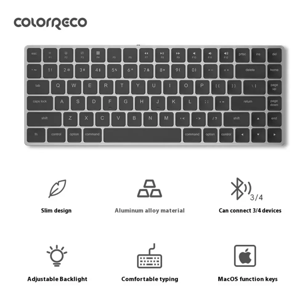 ColorReco Thin84 คีย์บอร์ดแบบกลไก Low Profile Dual Mode Custom Ultrathin Bluetooth คีย์บอร์ดไร้สาย Office Mac อุปกรณ์เสริม