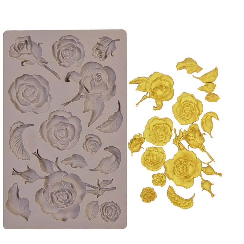 

Rose Petal Flower Leaves Silicone Fondant Mold Cake Leaf Veiner Sugarcraft Chocolate Decorated Kitchen Dessert Baking Mould