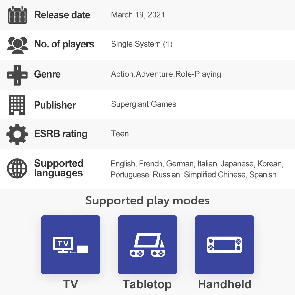 Hades ข้อเสนอเกมนินเท็นโดสวิตช์100% การ์ดเกมกายภาพของแท้เวอร์ชั่นทางการผจญภัยและ RPG สำหรับ SWITCH OLED Lite