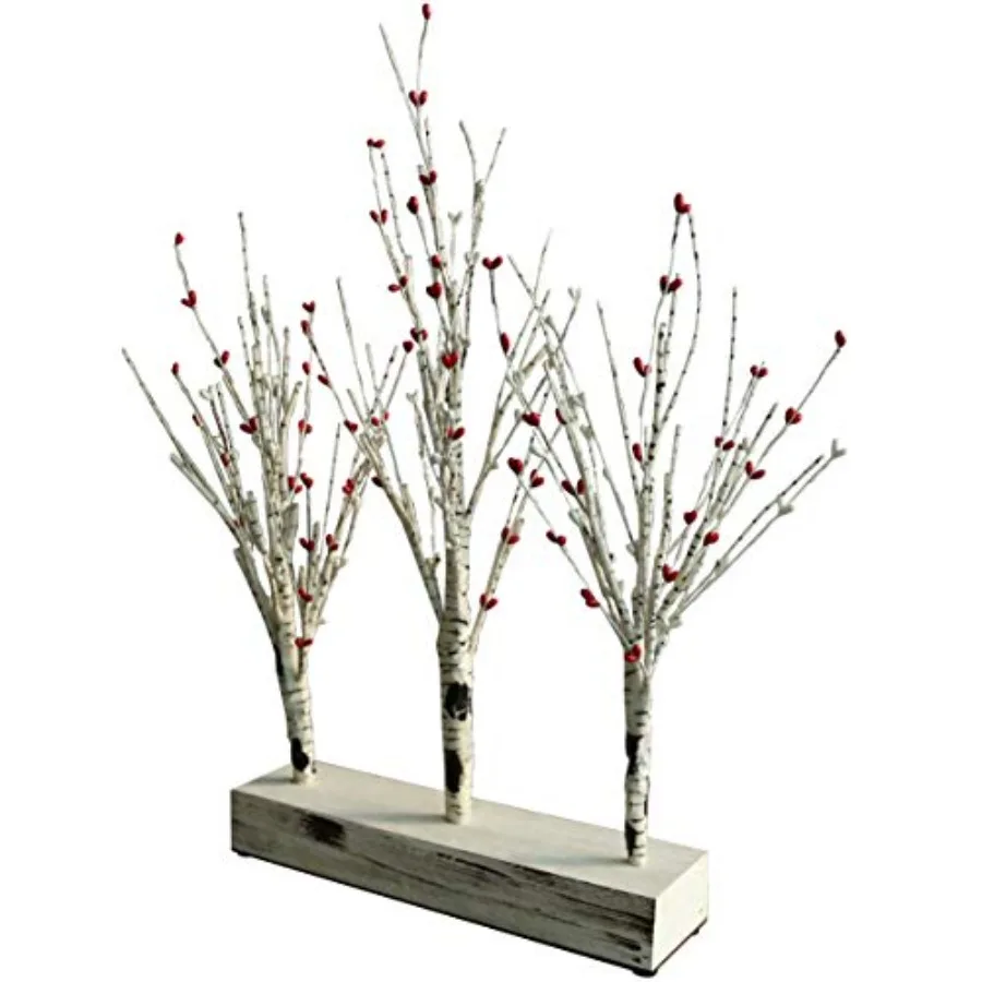 

Battery Operated w/Timer Illuminated Pip Tree Centerpiece Lighted Three Tabletop LED Lights for Home/Party/Wedding/Festival/Ind