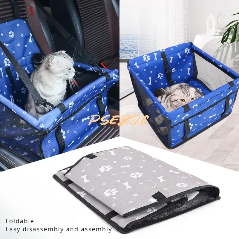 Car Foldable Multi Purpose Pet Cushion for Dog Cat Portable and Breathable Bag with Seat Belt Safety Stable for Travel Look