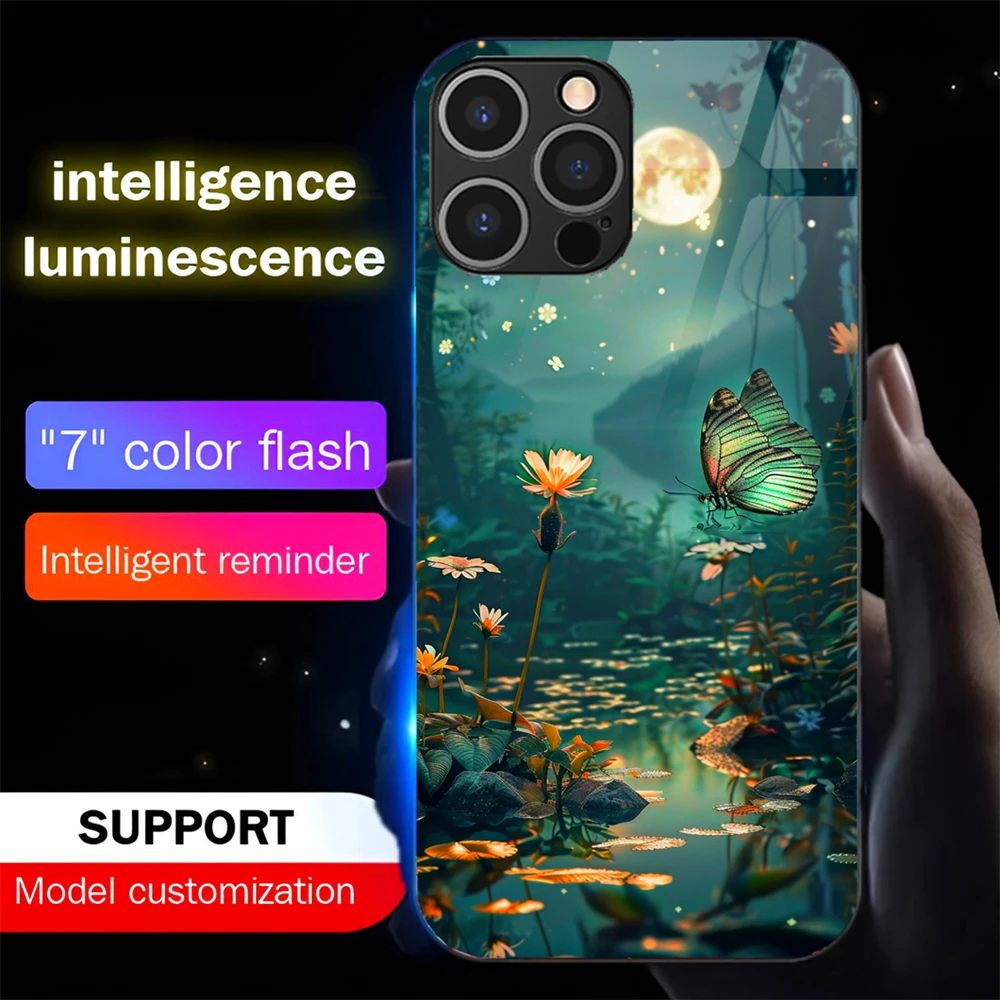 

Pretty Dreamy Forest LED Light Up Phone Case Glowing Back Cover For Samsung S25 S24 S23 S22 S21 S20 FE Plus Ultra