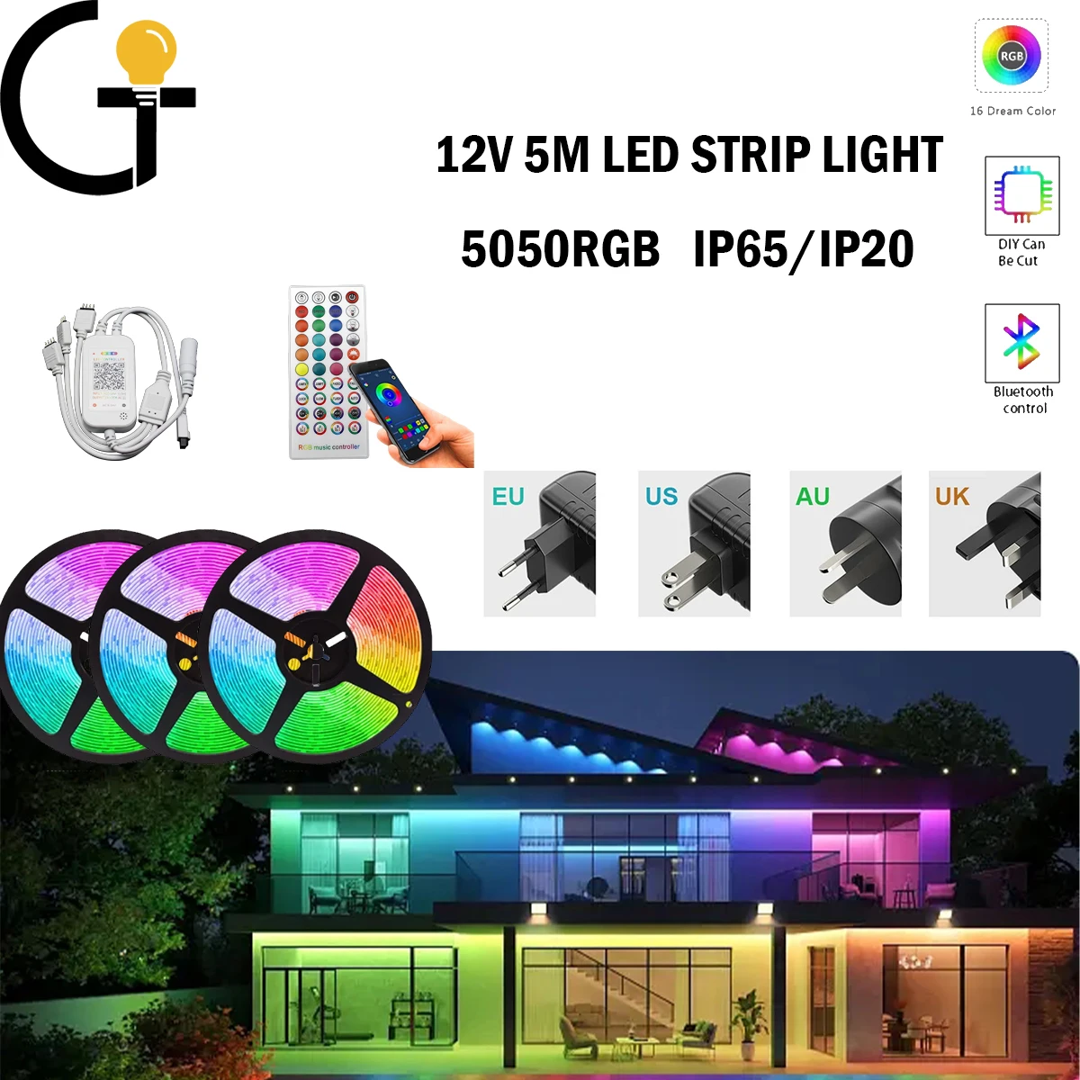 

Светодиодная лента, яркая, IP65/IP20, с Bluetooth-управлением, Гибкая RGB 5050, декоративная лампа, ночник для украшения дома, ярких праздников