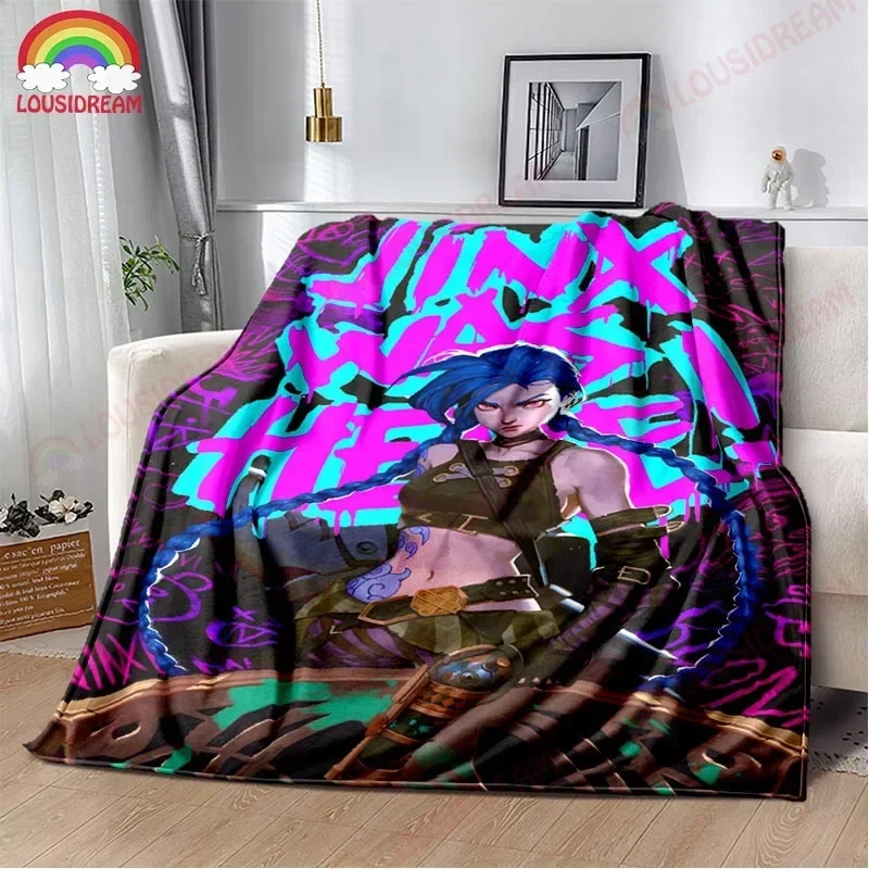 Anime Blanket Bedding Travel Bedding Jinx Arcane: League of Legends Cooling Blanket Lightweight Comfortable Soft Breathable