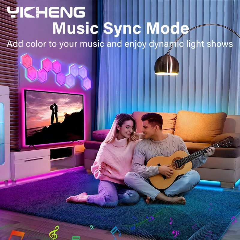 20PCS RGBIC WIFI LED Hexagon Light Indoor Wall Lamp APP Remote Control Night Light Computer Game Room Bedroom Bedside Decoration