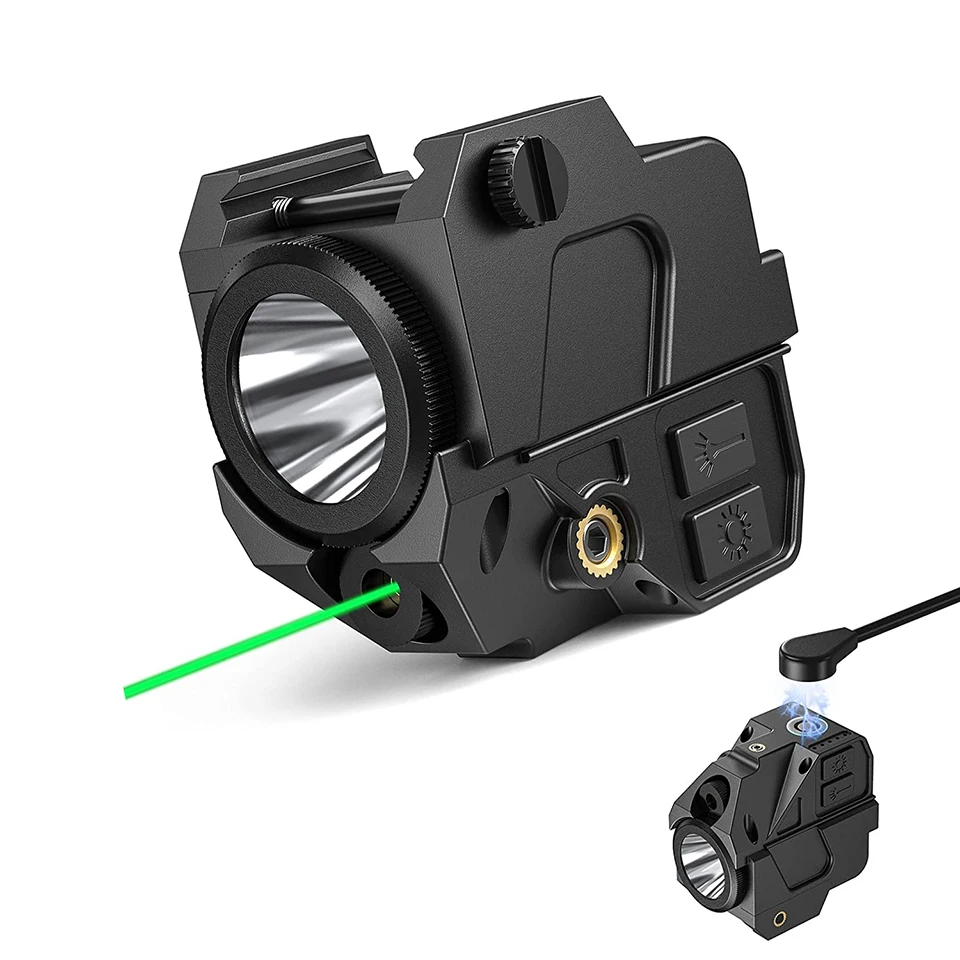 

Tactical Flashlight Green Laser Sight LED Combo Pistol Light Compact Magnetic Charging Strobe Weapon Light for Picatinny Rail