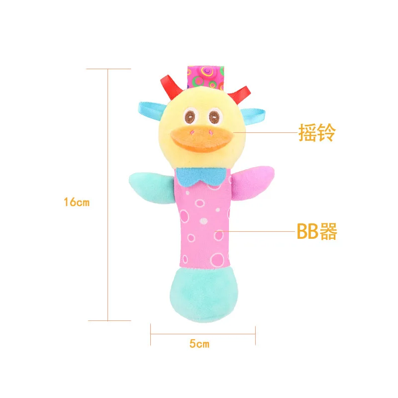 Good Quality Newborn Baby Rattles Plush Stroller Cartoon Animal Toys Baby Sensory Travel Accessories for Toddler Gifts