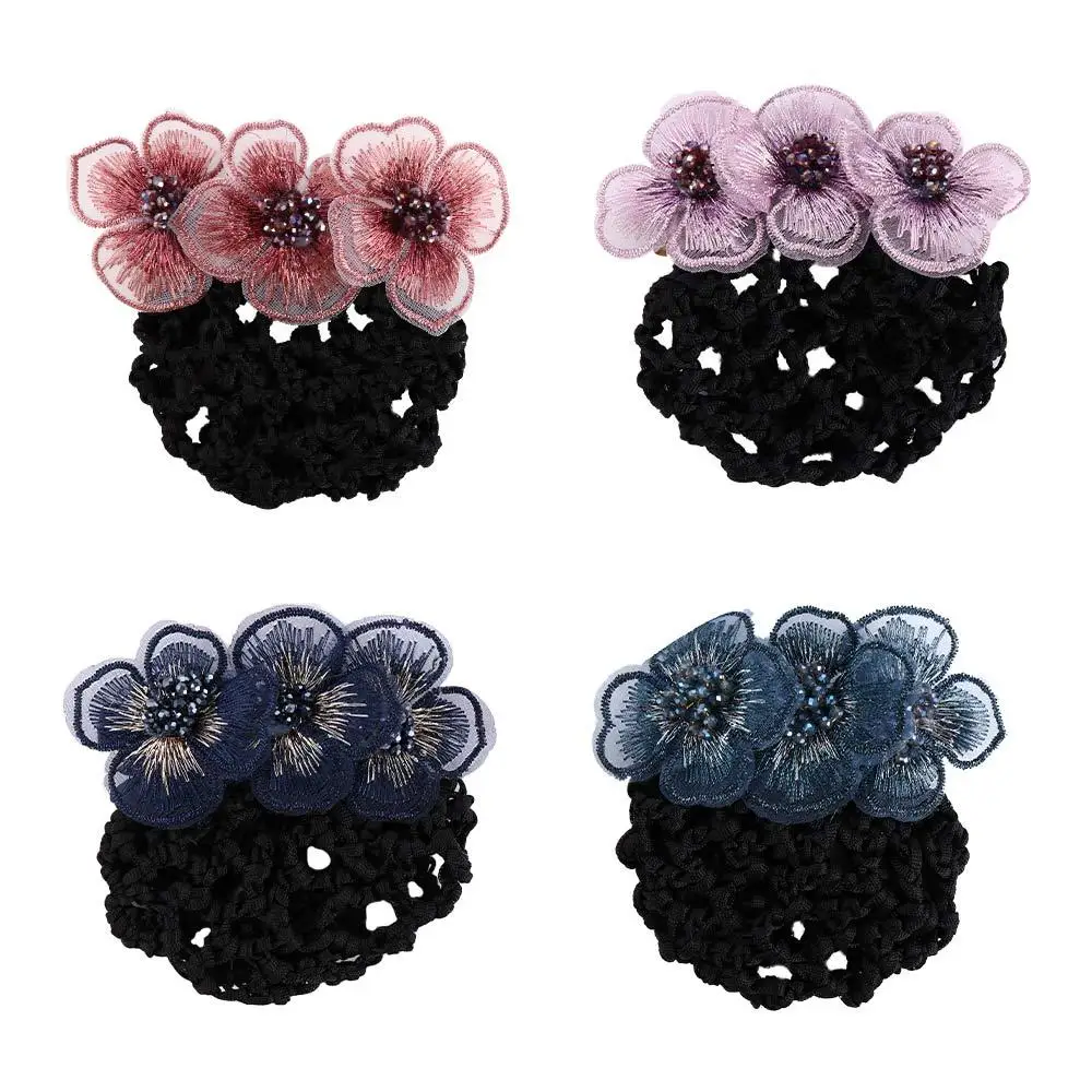 

Bowknot Crochet Mesh Flower Flight Attendant Nurses Hair Accessories Bow Bun Net Snood Women Hairpin Korean Style Headdress