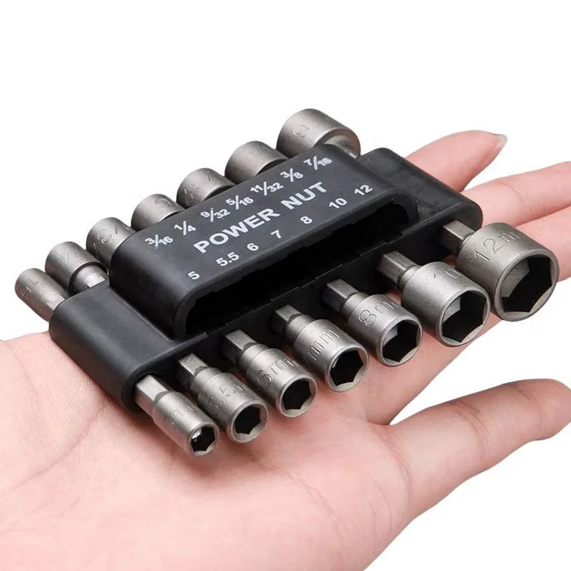 Socket set, complete set of electric wrench bits, deepened inner hexagonal electric drill bits, 9-piece set, 14-piece set