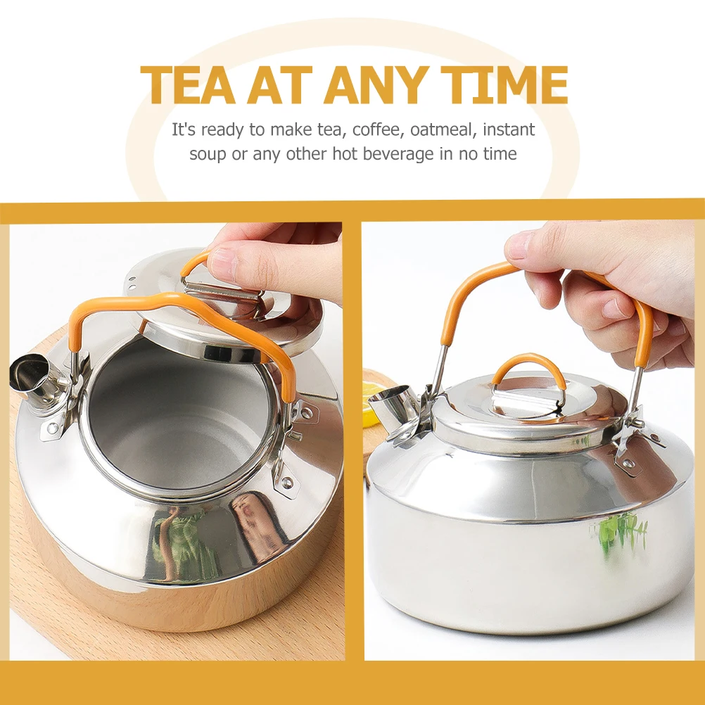 

Stainless Pour Kettle Camping Cookware Outdoor Silver Hiking Water Pot Tea Coffee Accessories Kettle