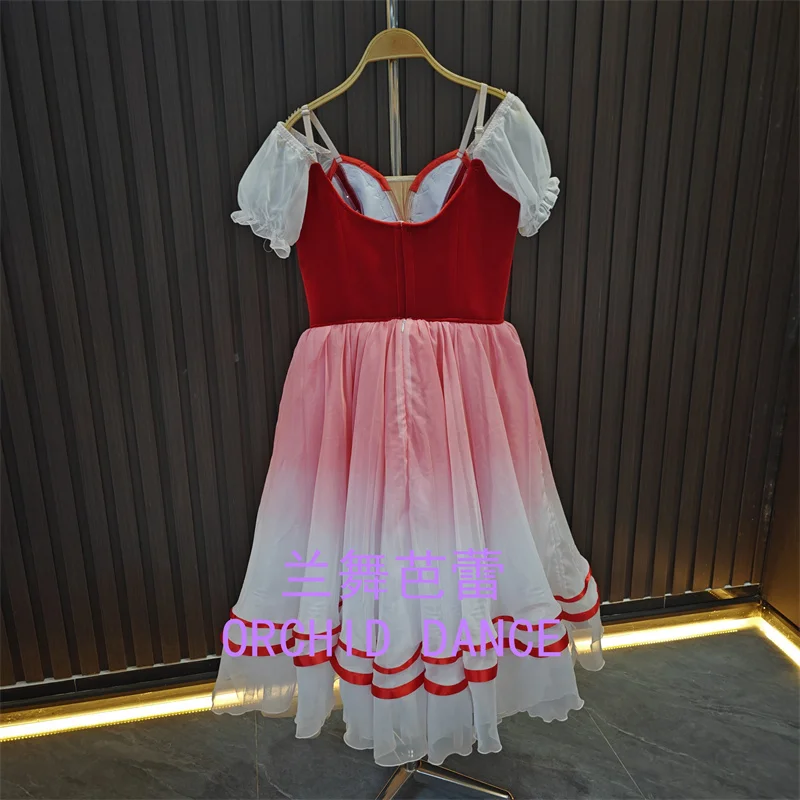Professional Cheap Girls Adult Ballet Stage Performance Wear Costumes Velvet Long Red Romantic Dancing Tutu