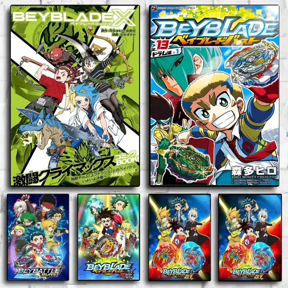 Anime B-Beyblade Burst Poster Self Adhesive Wall Stickers Removable Room Decor Aesthetic Space Murals Fancy Gift