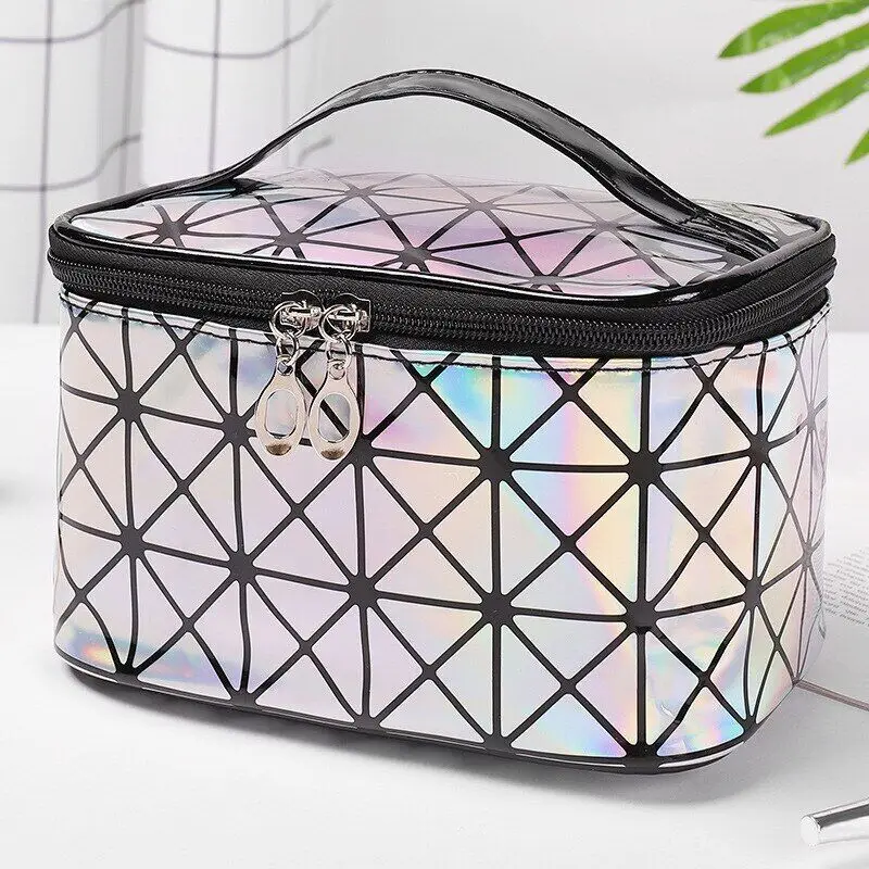 

Portable Travel Handheld Organiser Fashion 3D Laser PU Folding Cosmetic Bag