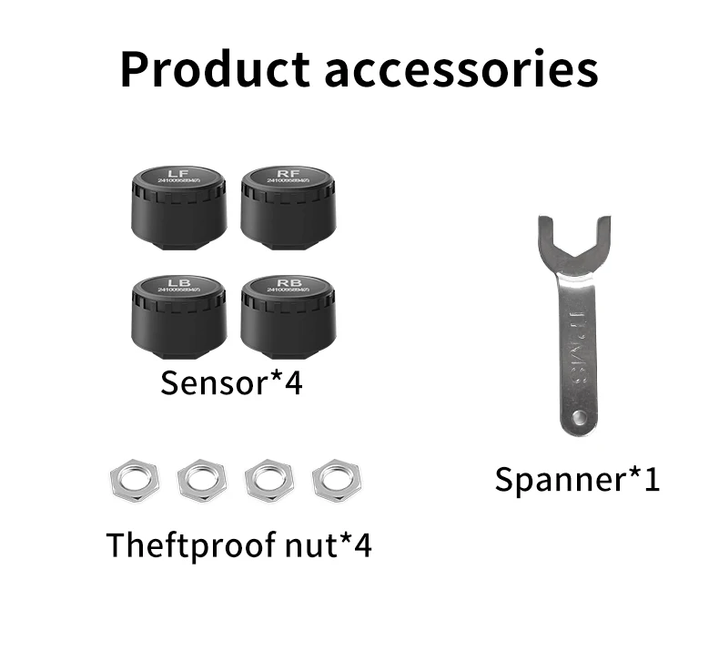 Bluetooth 5.0 Automotive Tire Pressure Monitoring System External TPMS with Mobile APP Display Tire Pressure Sensor