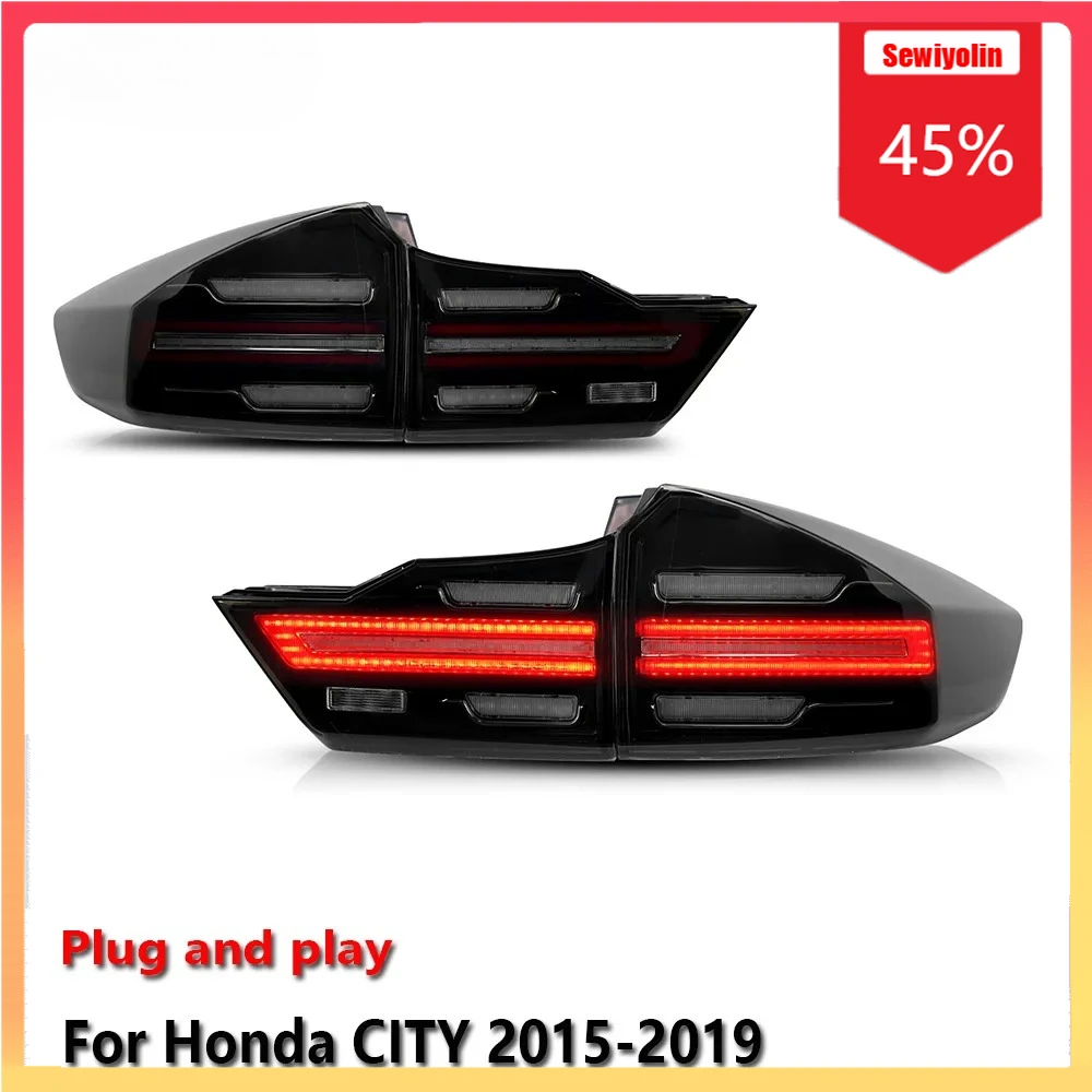

Автомобильный светодиодный задний фонарь, автомобильные детали для HONDA CITY 2015-2019, авто противотуманные DRL, стоп-сигнал, указатель поворота, Plug and Play