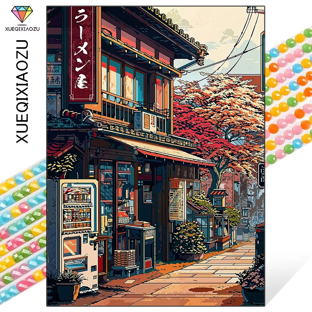

Аниме уличная сцена алмазная живопись городской пейзаж полная дрель наборы для вышивки мозаикой DIY украшения дома подарки ручной работы