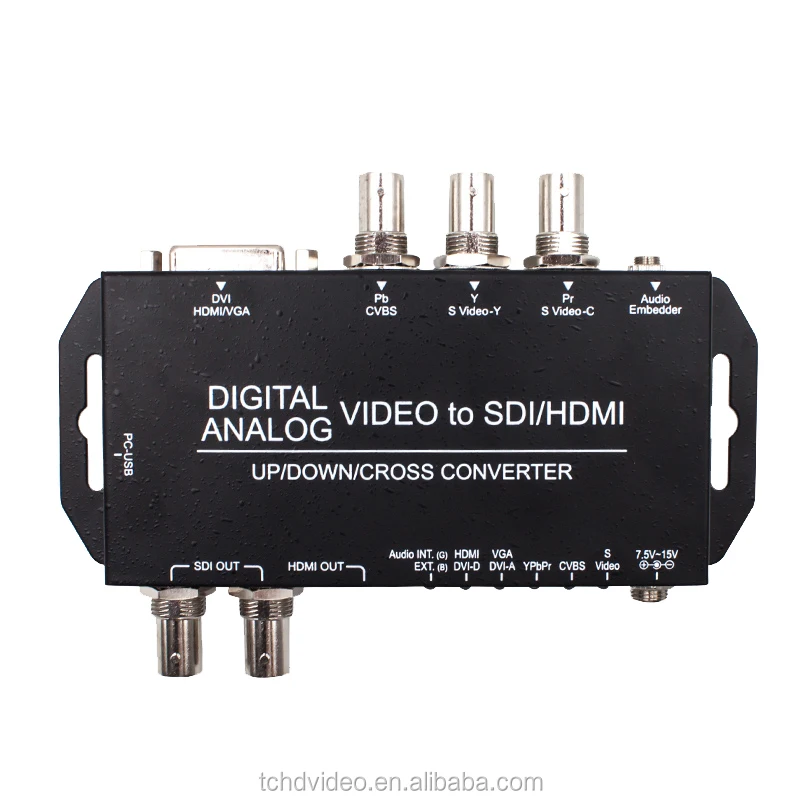 Analog Digital Video Converter DVI VGA Composite For Inputs 1920x1080P60 Resolution Metal Construction Up/Down Scaling