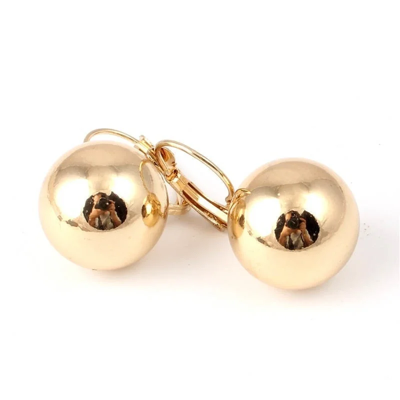 Korean Fashion Gold Silver Plated Earrings Fashion Jewelry Big Round Ball Pendant Earrings for Women Gifts Wedding Accessory