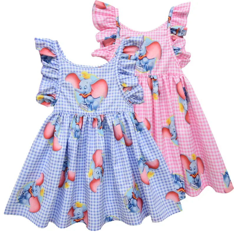 2021 Disney Girls Summer Sleeveless Dress Girls Princess Dress Cute Doll Cartoon Dumbo Girls Dress