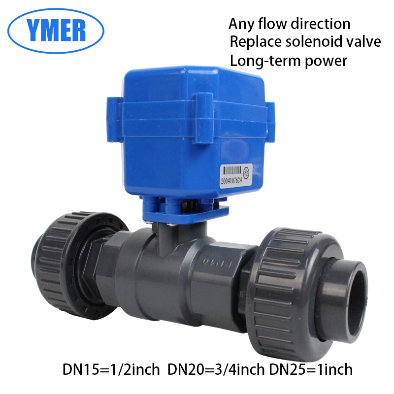 Mini Plastic 2-way AC220V AC24V DC24V AC12V DC12V Pvc 1/2inch DN15 DN20 Electric Ball Valve For Garden Water Irrigation