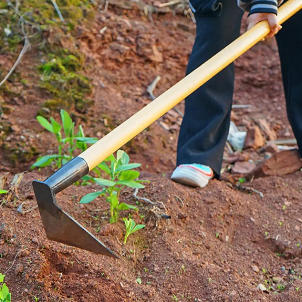 Long Handled Weeding Hoe Thickened Triangle Weeding Farming Tool Soil Digging Vegetable Planting Labor-saving Weeding Tool