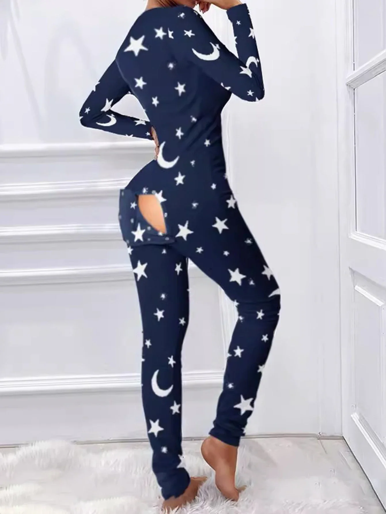 

Осенние комбинезоны 2025 г., женские повседневные облегающие комбинезоны с длинными рукавами и круглым вырезом до щиколотки с принтом и длинными рукавами