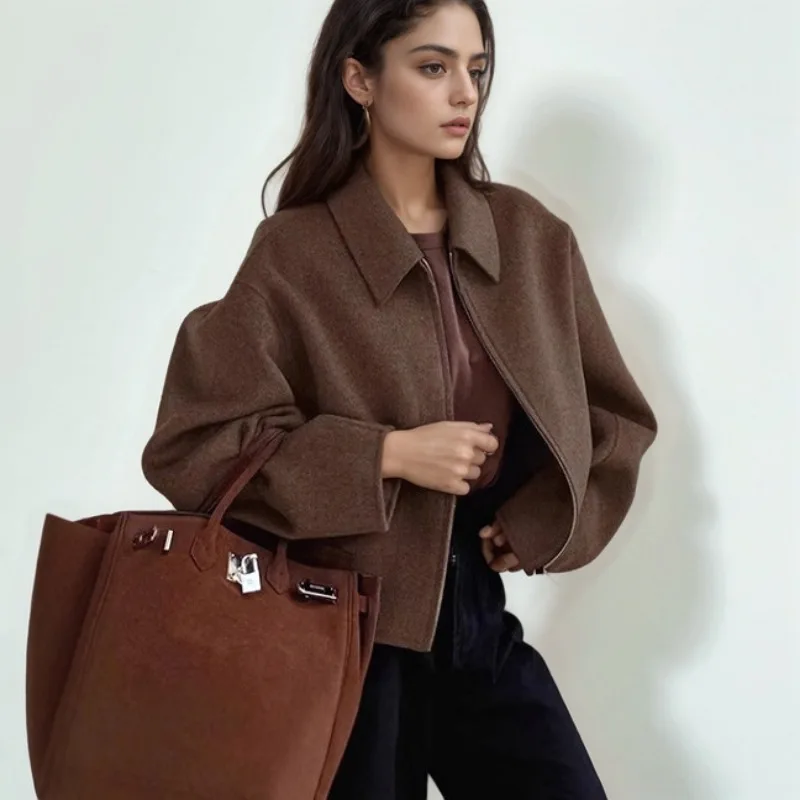 

Роскошные шикарные укороченные куртки с контрастной линией, женские куртки свободного покроя с длинными рукавами, уличная весенне-осенняя верхняя одежда, куртка в стиле ретро, новинка