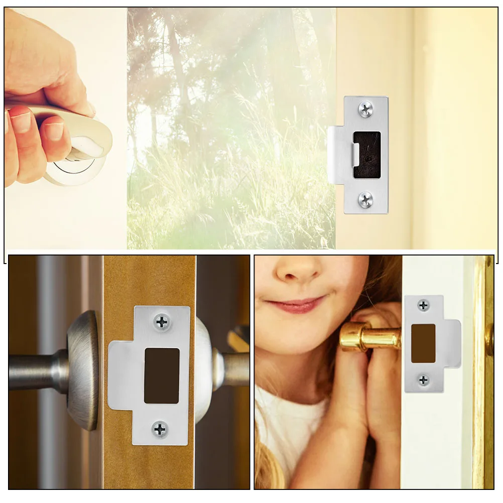 

3pcs Tongue Cover Plates Door Reinforcement Heavy Duty Residential Commercial Frames Stainless Steel Repair Kit Easy