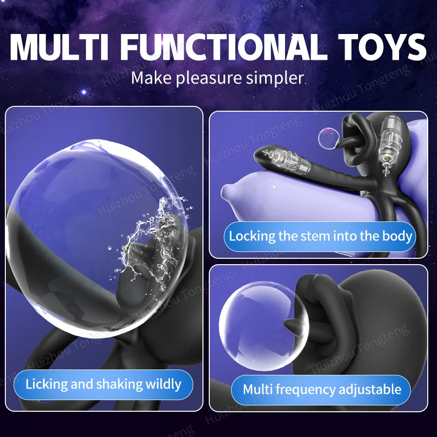 APP Vibrating Cock Ring Sleeve Rose Clitoral Vibrators Tongue Clit Stimulator Anal Plug Prostate Massager Sex Toys for Men Wome view 6