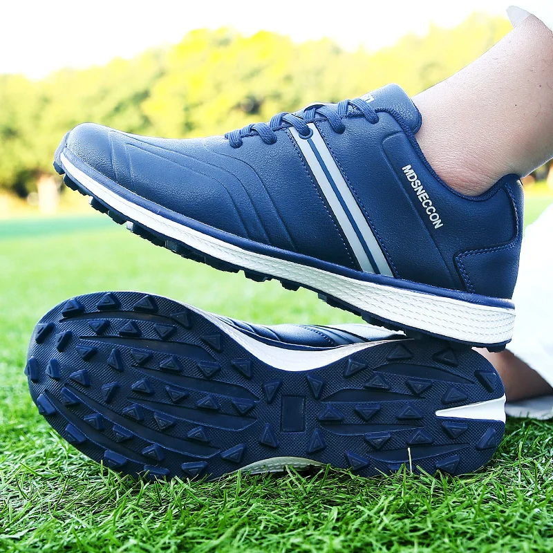 Zapatos deportivos de cuero genuino para hombre, calzado de Golf con cordones cómodos y elásticos, de alta calidad, para exteriores, nuevo diseño