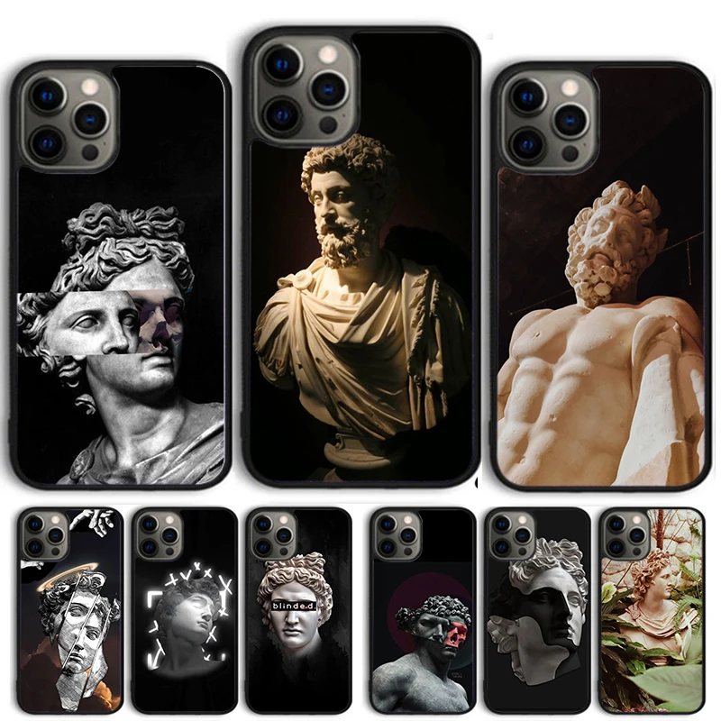 Funda de teléfono con estatua de yeso de estética griega para IPhone 17 Air 16 15 14 13 12 11 Pro Max Plus, funda a prueba de golpes