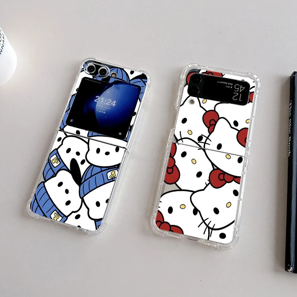 Sanrio Hello Kitty Pochacco Phone Case for Samsung Galaxy Z Flip 3 4 Z Flip 5 Z Fold 4 5G PC Soft Anti-fall Back Cover