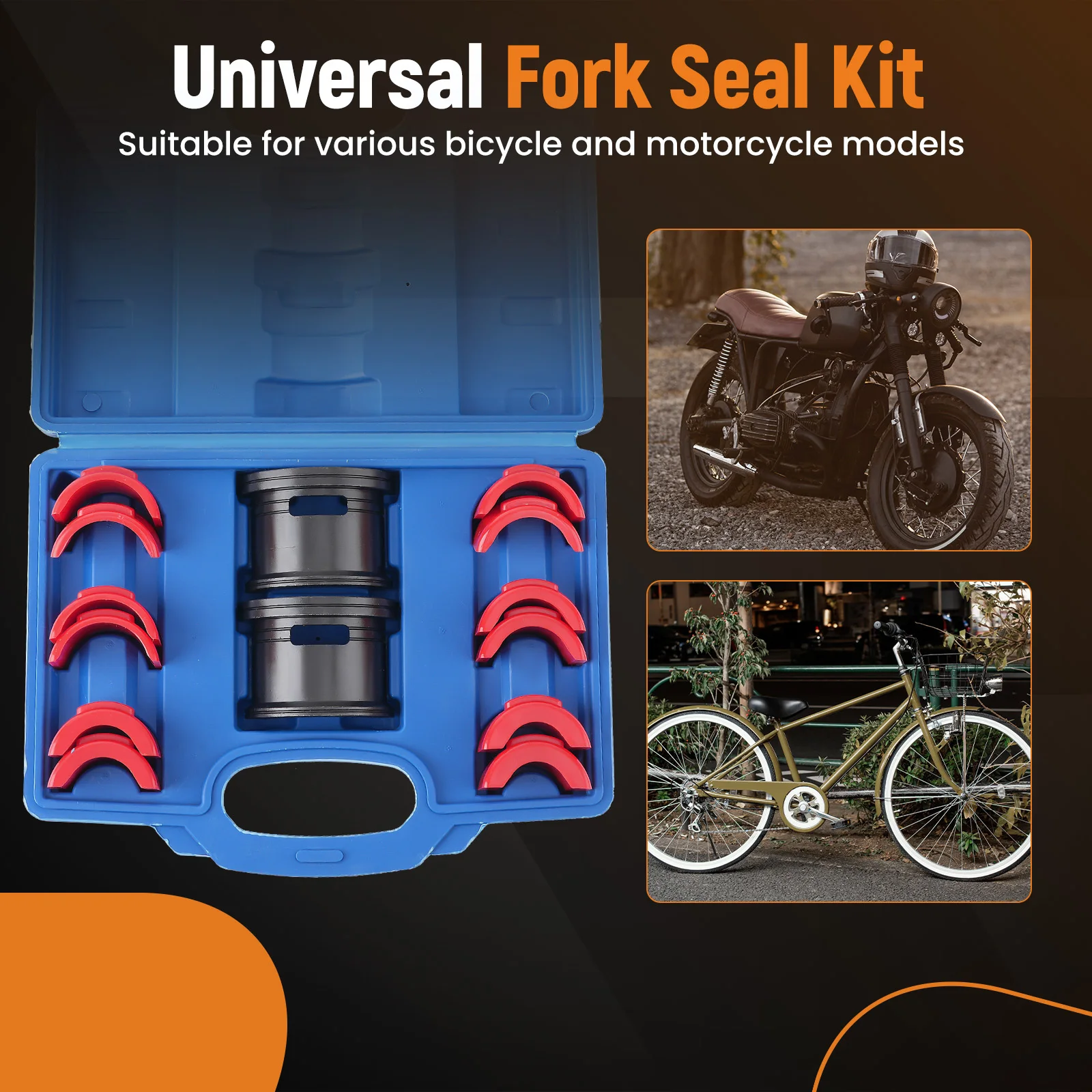 Motorcycle Bike Fork Seal Installer Driver Universal Tool Kit 35mm-50mm 14 pcs