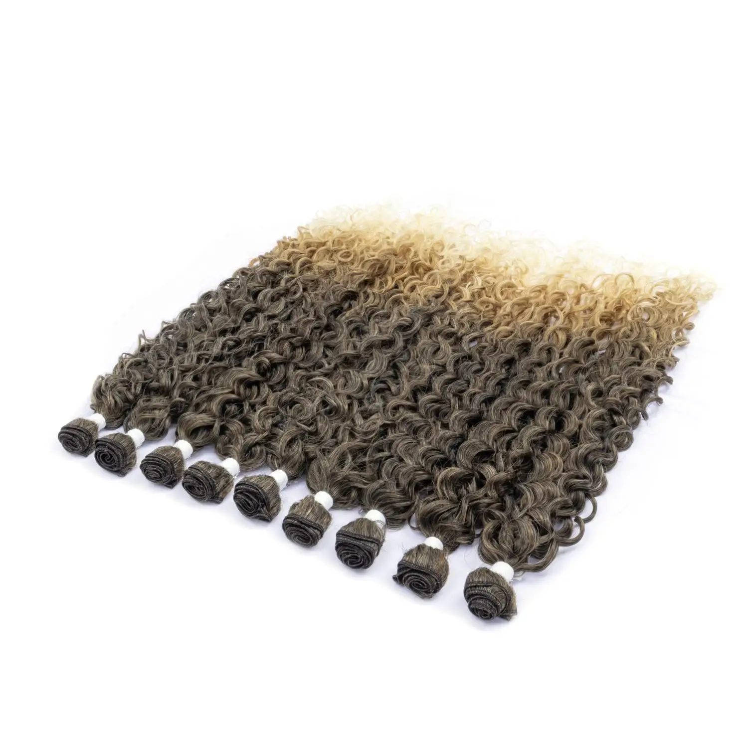 Synthetic Hair Deep Wave Twist Synthetic Crochet Hair Braid Afro Curl Ombre Blonde  Deep Wavy Braiding Hair Extension ForWomen